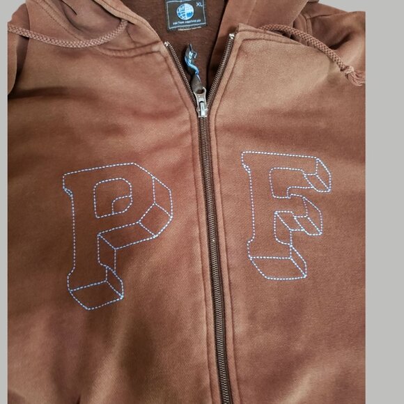 Paul Frank Vtg  Zip-Up Hoodie Fleece Lined With  Embroidery Brown Xlarge - Picture 9 of 13